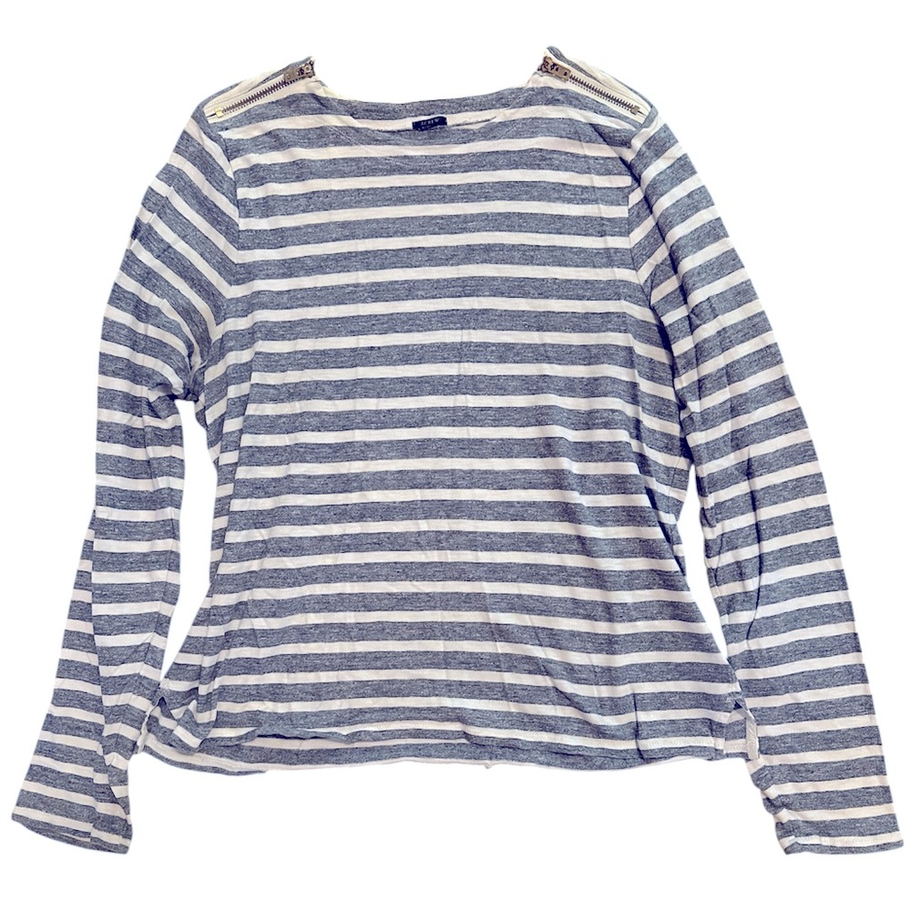 J Crew long sleeve denim colored and white striped 100% cotton shirt